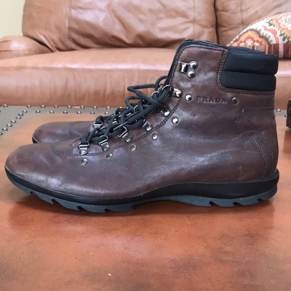 Prada Brown & Black Leather Boots size 12